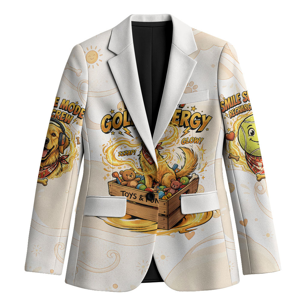 Powered By Golden Energy Blazer Golden Retriever In Toy Retro Comic Crate Art