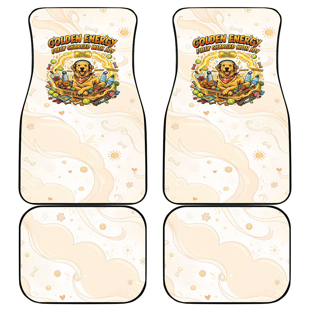 Powered By Golden Energy Car Mats Golden Retriever In Toy Retro Comic Crate Art