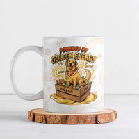 Powered By Golden Energy Ceramic Mug Golden Retriever In Toy Retro Comic Crate Art