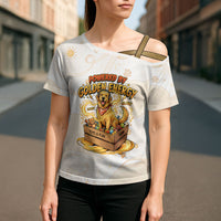 Powered By Golden Energy Cross Shoulder Shirt Golden Retriever In Toy Retro Comic Crate Art