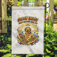 Powered By Golden Energy Garden Flag Golden Retriever In Toy Retro Comic Crate Art