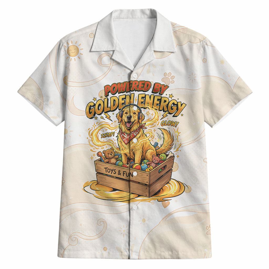Powered By Golden Energy Hawaiian Shirt Golden Retriever In Toy Retro Comic Crate Art