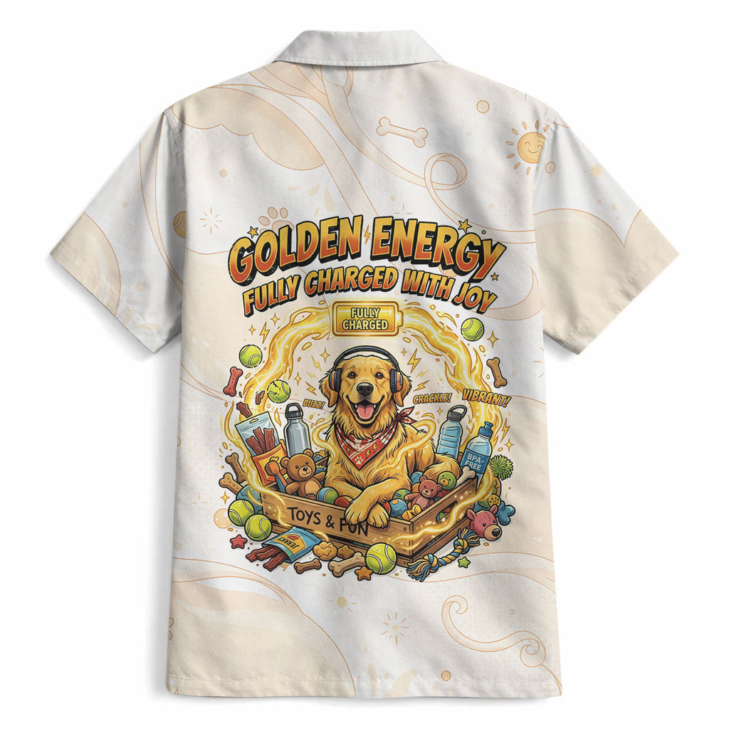 Powered By Golden Energy Hawaiian Shirt Golden Retriever In Toy Retro Comic Crate Art