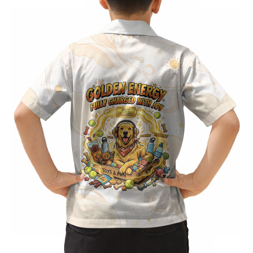Powered By Golden Energy Hawaiian Shirt Golden Retriever In Toy Retro Comic Crate Art
