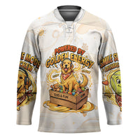 Powered By Golden Energy Hockey Jersey Golden Retriever In Toy Retro Comic Crate Art