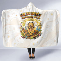 Powered By Golden Energy Hooded Blanket Golden Retriever In Toy Retro Comic Crate Art