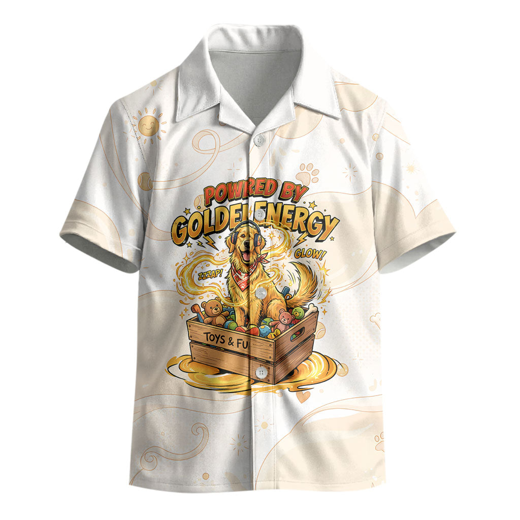 Powered By Golden Energy Kid Hawaiian Shirt Golden Retriever In Toy Retro Comic Crate Art