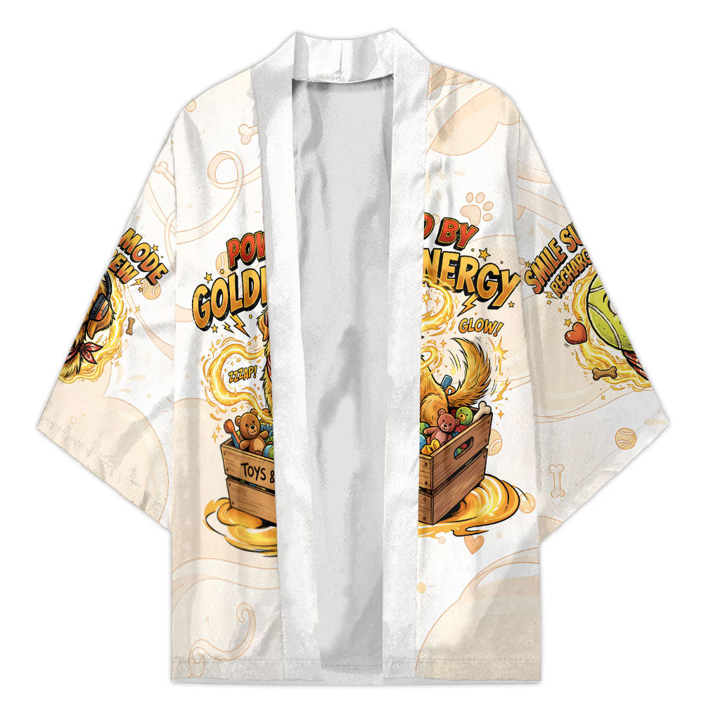 Powered By Golden Energy Kimono Golden Retriever In Toy Retro Comic Crate Art