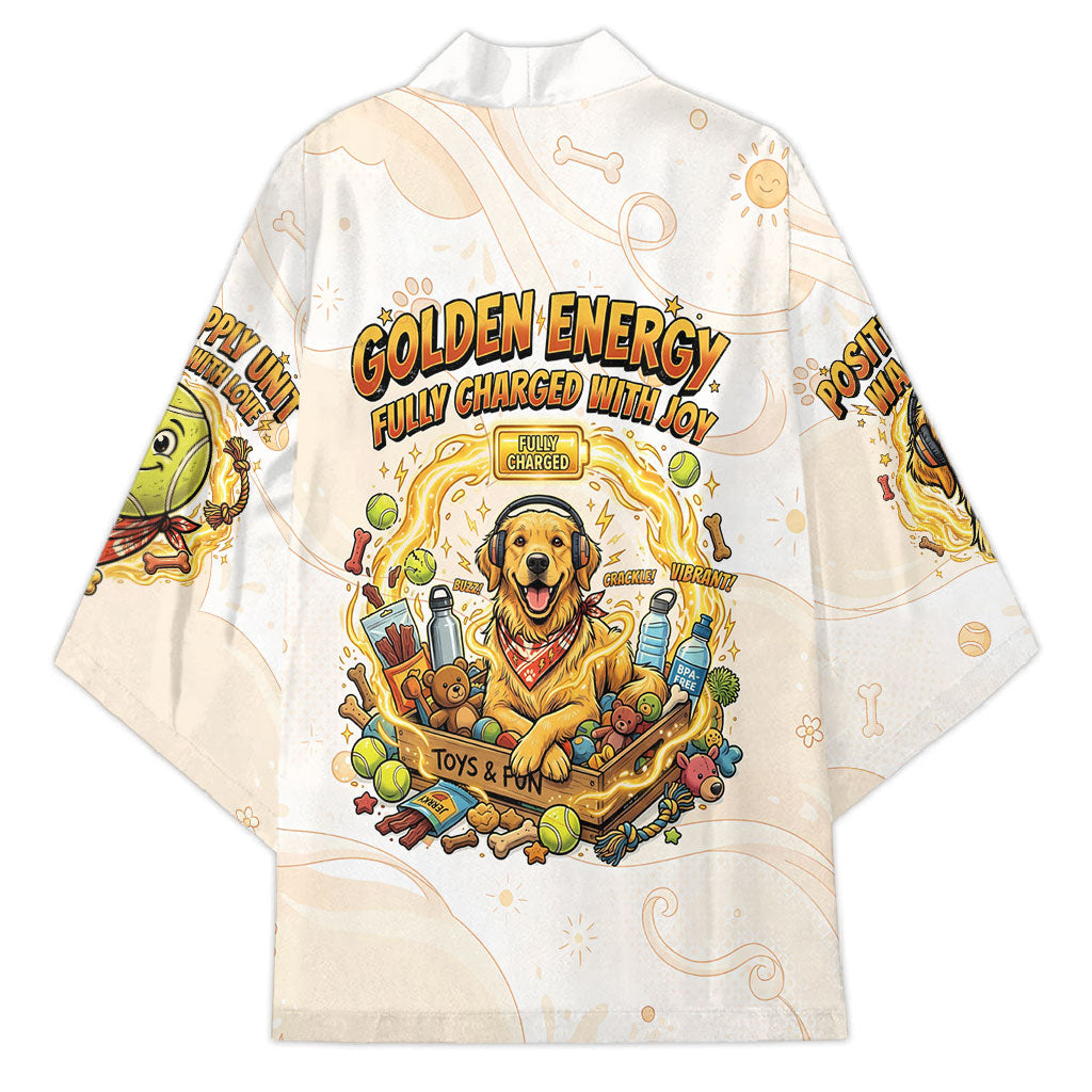 Powered By Golden Energy Kimono Golden Retriever In Toy Retro Comic Crate Art
