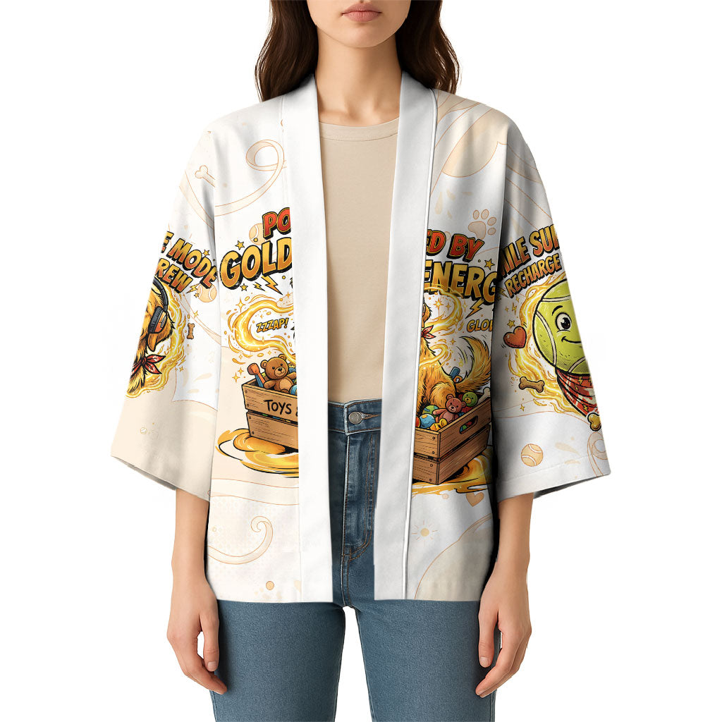 Powered By Golden Energy Kimono Golden Retriever In Toy Retro Comic Crate Art