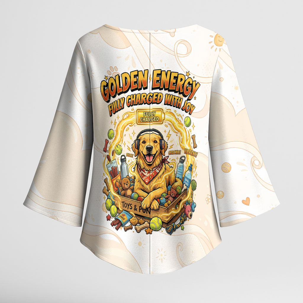 Powered By Golden Energy Kimono Sleeve Blouse Golden Retriever In Toy Retro Comic Crate Art