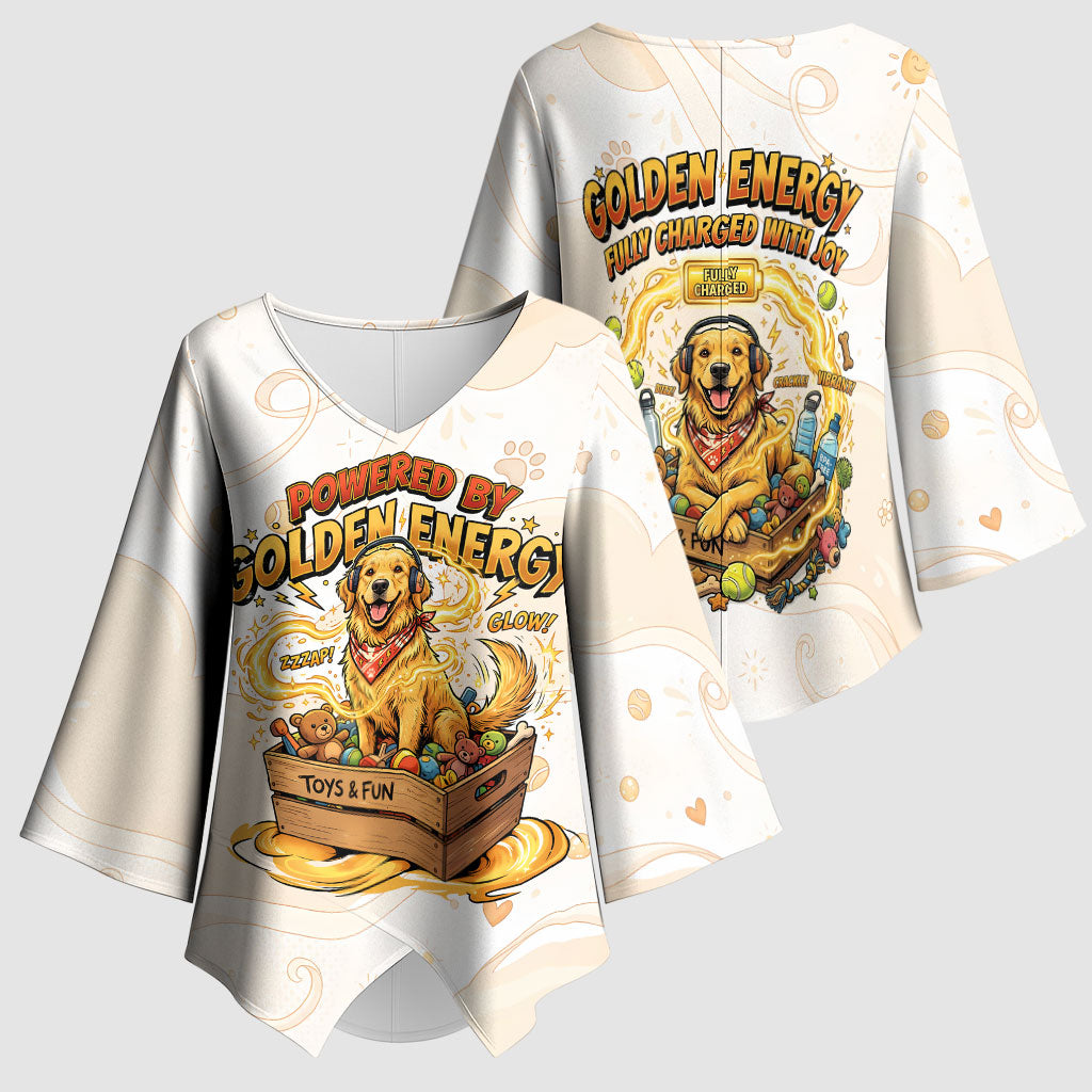 Powered By Golden Energy Kimono Sleeve Blouse Golden Retriever In Toy Retro Comic Crate Art