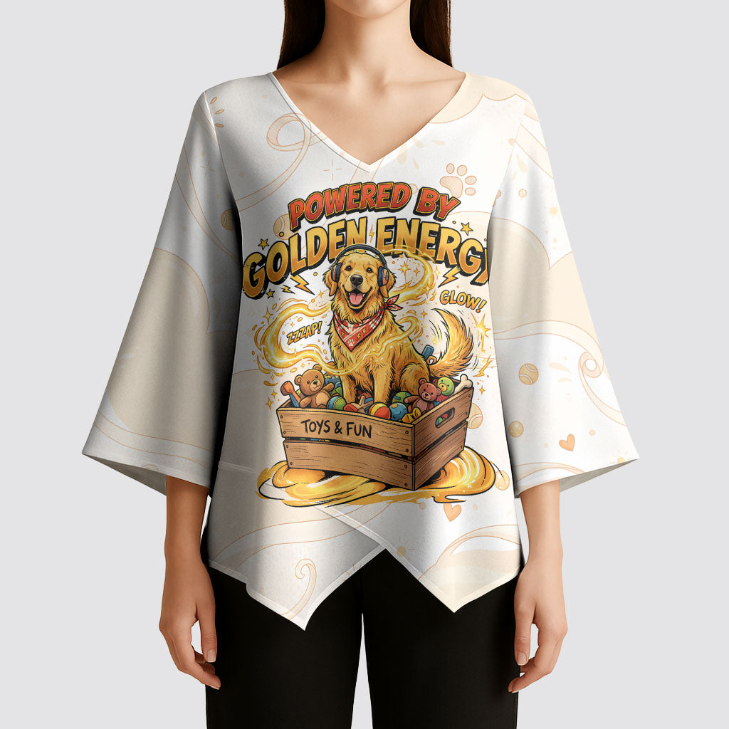Powered By Golden Energy Kimono Sleeve Blouse Golden Retriever In Toy Retro Comic Crate Art