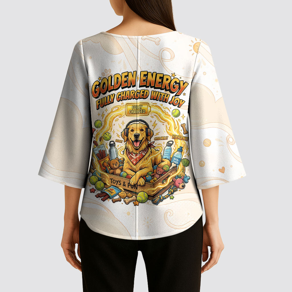 Powered By Golden Energy Kimono Sleeve Blouse Golden Retriever In Toy Retro Comic Crate Art