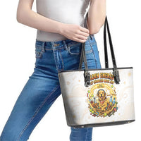 Powered By Golden Energy Leather Tote Bag Golden Retriever In Toy Retro Comic Crate Art