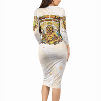 Powered By Golden Energy Long Sleeve Bodycon Dress Golden Retriever In Toy Retro Comic Crate Art