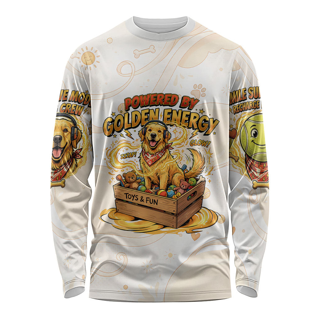 Powered By Golden Energy Long Sleeve Shirt Golden Retriever In Toy Retro Comic Crate Art