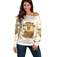 Powered By Golden Energy Off Shoulder Sweater Golden Retriever In Toy Retro Comic Crate Art