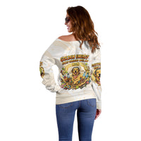 Powered By Golden Energy Off Shoulder Sweater Golden Retriever In Toy Retro Comic Crate Art