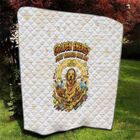 Powered By Golden Energy Quilt Golden Retriever In Toy Retro Comic Crate Art