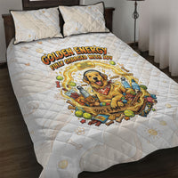 Powered By Golden Energy Quilt Bed Set Golden Retriever In Toy Retro Comic Crate Art