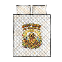 Powered By Golden Energy Quilt Bed Set Golden Retriever In Toy Retro Comic Crate Art