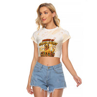 Powered By Golden Energy Raglan Cropped T Shirt Golden Retriever In Toy Retro Comic Crate Art