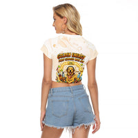 Powered By Golden Energy Raglan Cropped T Shirt Golden Retriever In Toy Retro Comic Crate Art