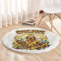 Powered By Golden Energy Round Carpet Golden Retriever In Toy Retro Comic Crate Art