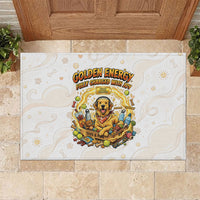 Powered By Golden Energy Rubber Doormat Golden Retriever In Toy Retro Comic Crate Art