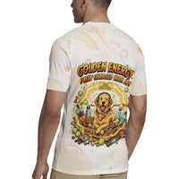Powered By Golden Energy Rugby Jersey Golden Retriever In Toy Retro Comic Crate Art