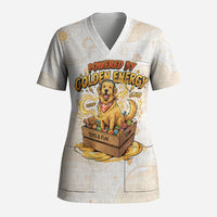 Powered By Golden Energy Scrub Top Golden Retriever In Toy Retro Comic Crate Art
