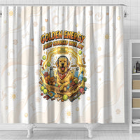 Powered By Golden Energy Shower Curtain Golden Retriever In Toy Retro Comic Crate Art