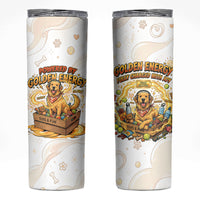 Powered By Golden Energy Skinny Tumbler Golden Retriever In Toy Retro Comic Crate Art