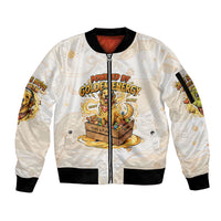 Powered By Golden Energy Sleeve Zip Bomber Jacket Golden Retriever In Toy Retro Comic Crate Art