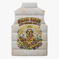 Powered By Golden Energy Sleeveless Puffer Jacket Golden Retriever In Toy Retro Comic Crate Art