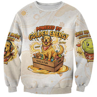 Powered By Golden Energy Sweatshirt Golden Retriever In Toy Retro Comic Crate Art