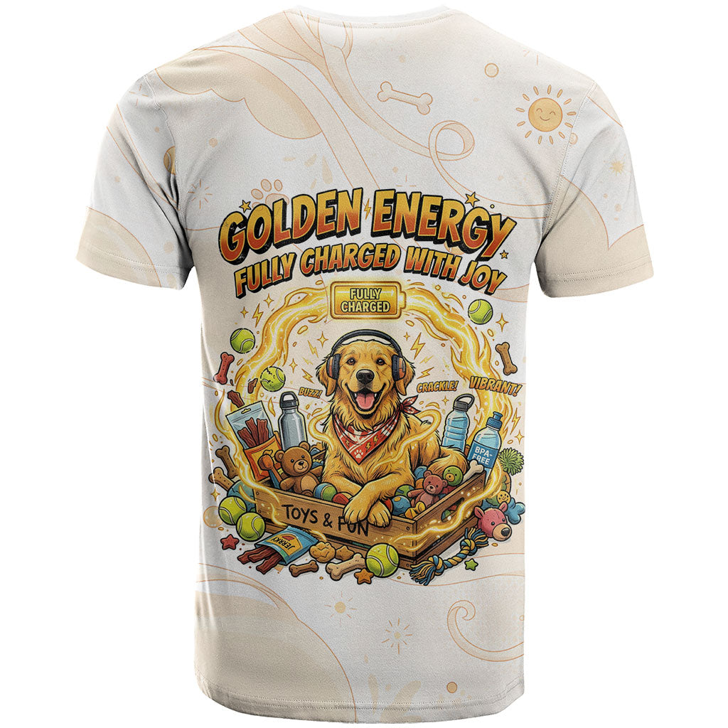 Powered By Golden Energy T Shirt Golden Retriever In Toy Retro Comic Crate Art