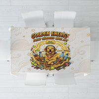 Powered By Golden Energy Tablecloth Golden Retriever In Toy Retro Comic Crate Art