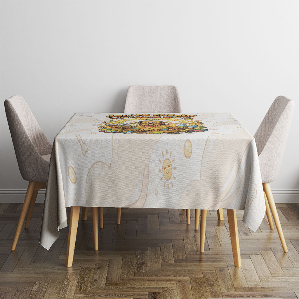 Powered By Golden Energy Tablecloth Golden Retriever In Toy Retro Comic Crate Art
