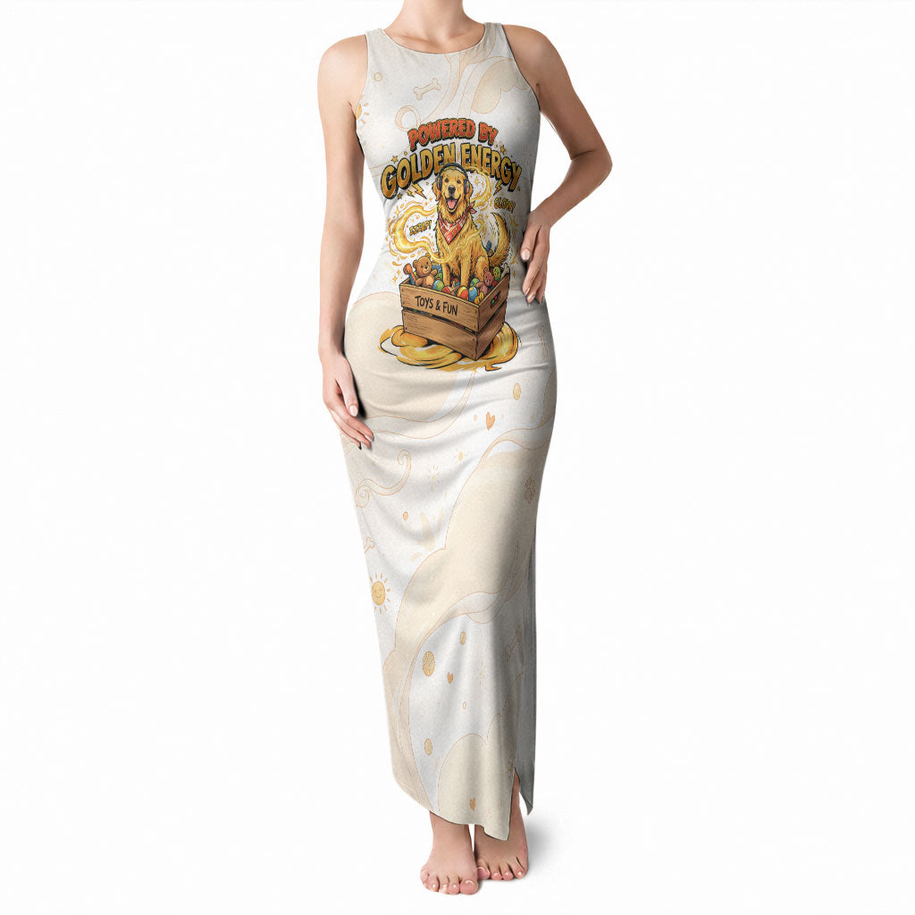 Powered By Golden Energy Tank Maxi Dress Golden Retriever In Toy Retro Comic Crate Art