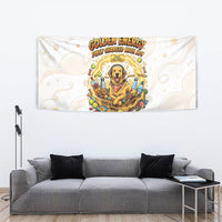Powered By Golden Energy Tapestry Golden Retriever In Toy Retro Comic Crate Art
