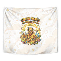 Powered By Golden Energy Tapestry Golden Retriever In Toy Retro Comic Crate Art