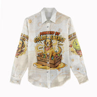 Powered By Golden Energy Women Casual Shirt Golden Retriever In Toy Retro Comic Crate Art