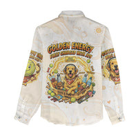Powered By Golden Energy Women Casual Shirt Golden Retriever In Toy Retro Comic Crate Art