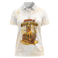 Powered By Golden Energy Women Polo Shirt Golden Retriever In Toy Retro Comic Crate Art