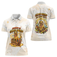 Powered By Golden Energy Women Polo Shirt Golden Retriever In Toy Retro Comic Crate Art