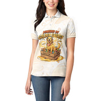 Powered By Golden Energy Women Polo Shirt Golden Retriever In Toy Retro Comic Crate Art