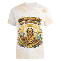 Powered By Golden Energy Women V-Neck T-Shirt Golden Retriever In Toy Retro Comic Crate Art
