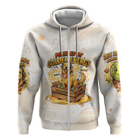 Powered By Golden Energy Zip Hoodie Golden Retriever In Toy Retro Comic Crate Art